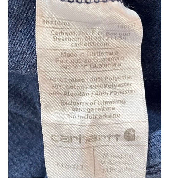Carhartt Men’s Blue Long Sleeve Original Fit Pocket T-Shirt Size Medium - Picture 7 of 7